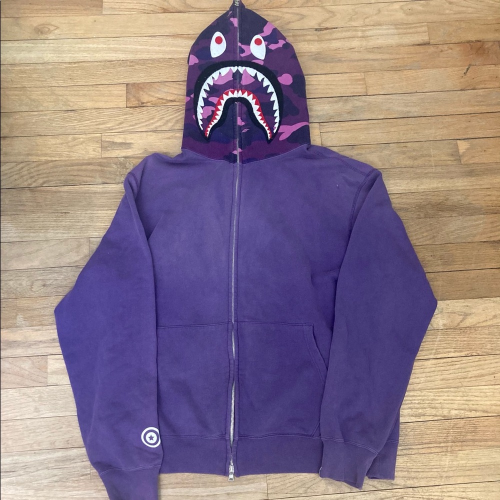 A bathing ape purple camo shark from early 2000s